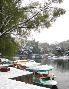 雪后河滨公园人工湖图片