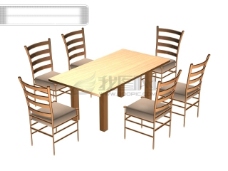 桌子3d华丽长条桌椅子