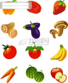 果蔬蔬菜水果运动花卉图标矢量素材