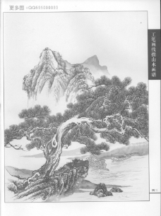 工笔画线描山水画谱树石24图片