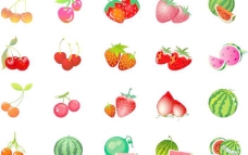 樱桃图片樱桃草莓西瓜矢量素材图片